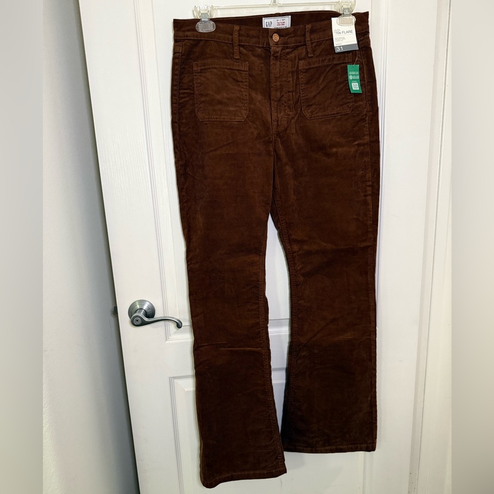 GAP High Rise '70s Flare Corduroy Pants - Rich Brown